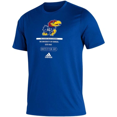 Shop Adidas Originals Adidas Royal Kansas Jayhawks Sideline Locker Tag Creator Aeroready T-shirt