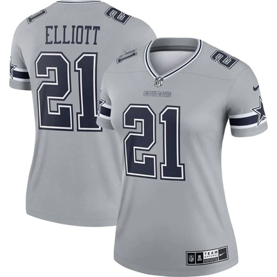 Shop Nike Ezekiel Elliott Gray Dallas Cowboys Inverted Legend Jersey