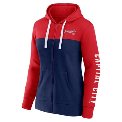 Shop Fanatics Branded Red/navy Washington Nationals Take The Field Colorblocked Hoodie Full-zip Jacket