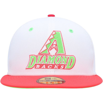 Shop New Era White/coral Arizona Diamondbacks 1998 Inaugural Season Strawberry Lolli 59fifty Fitted Hat