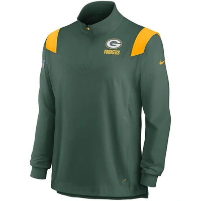 Shop Nike Green Green Bay Packers Sideline Coach Chevron Lockup Quarter-zip Long Sleeve Top