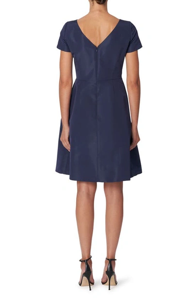 Shop Carolina Herrera Beatuea Neck Silk A-line Dress In Midnight