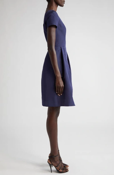 Shop Carolina Herrera Beatuea Neck Silk A-line Dress In Midnight