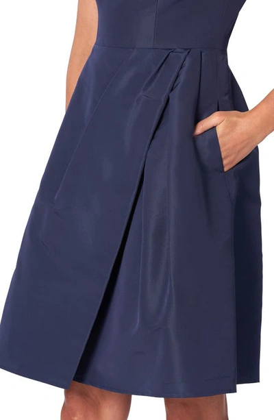 Shop Carolina Herrera Beatuea Neck Silk A-line Dress In Midnight