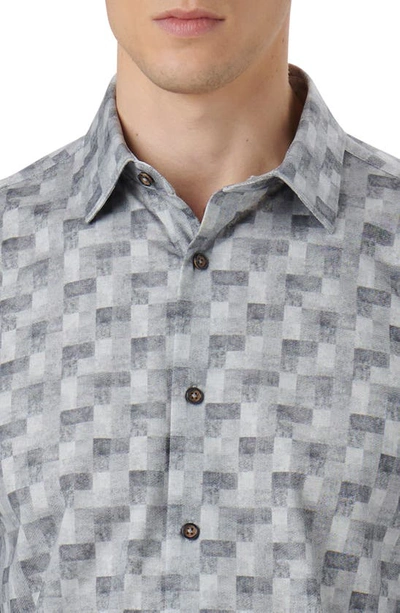 Shop Bugatchi James Ooohcotton® Check Print Button-up Shirt In Cement