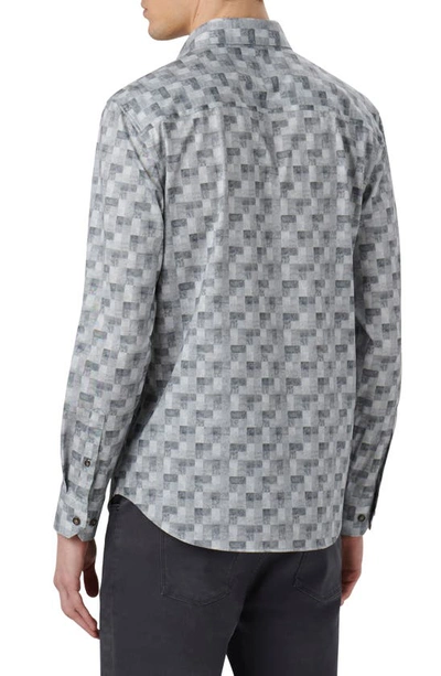 Shop Bugatchi James Ooohcotton® Check Print Button-up Shirt In Cement
