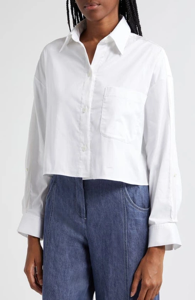 Shop Twp Soon To Be Ex Tux Long Sleeve Crop Button-up Blouse In White