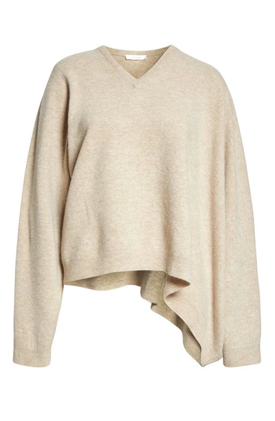 Shop The Row Erminia Draped Cashmere V-neck Sweater In Silk Paper