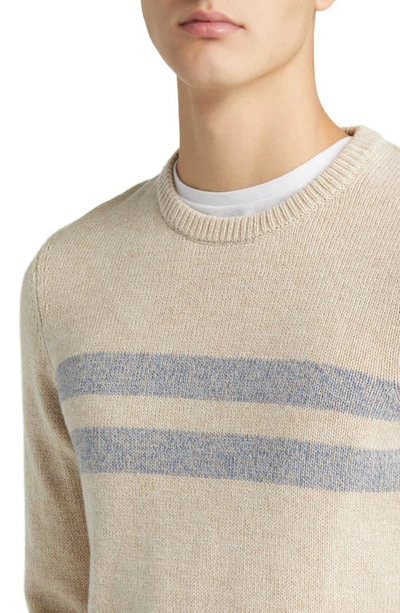 Shop Faherty Surf Stripe Cotton Blend Sweater In Desert Oat