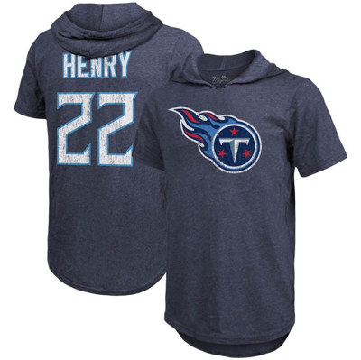 Shop Majestic Threads Derrick Henry Navy Tennessee Titans Player Name & Number Tri-blend Slim Fit Hoodie