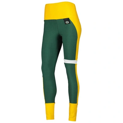 Shop Kiya Tomlin Green/gold Green Bay Packers Colorblock Tri-blend Leggings
