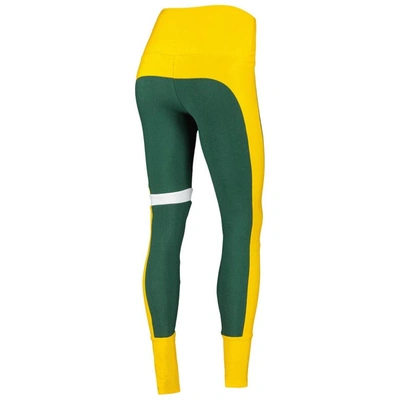Shop Kiya Tomlin Green/gold Green Bay Packers Colorblock Tri-blend Leggings