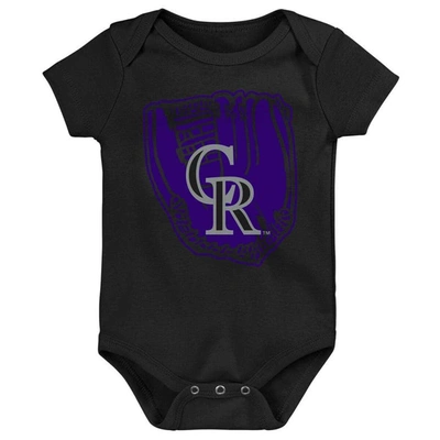 Shop Outerstuff Infant Purple/black/white Colorado Rockies Minor League Player Three-pack Bodysuit Set