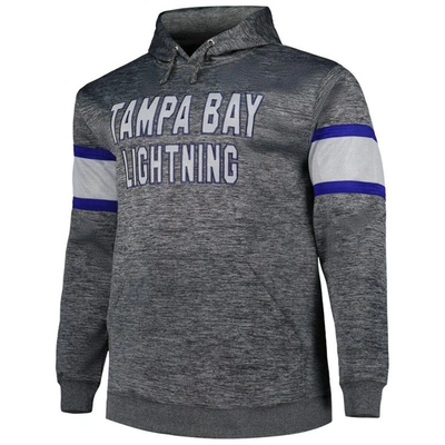 Shop Profile Heather Charcoal Tampa Bay Lightning Big & Tall Stripe Pullover Hoodie