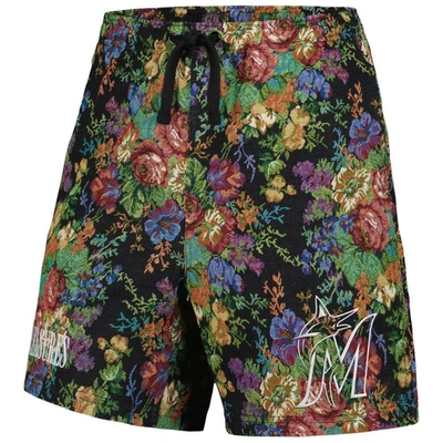 Shop Pleasures Black Miami Marlins Floral Shorts
