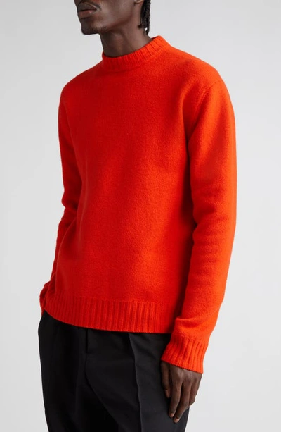Shop Jil Sander Classic Crewneck Wool Sweater In Poppy