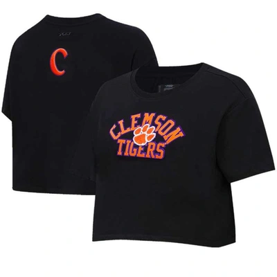 Shop Pro Standard Black Clemson Tigers Classic Three-hit Boxy Cropped T-shirt