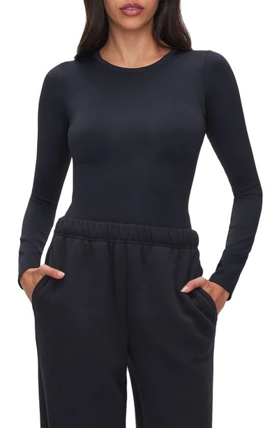 Shop Good American Scuba Crewneck Bodysuit In Black001