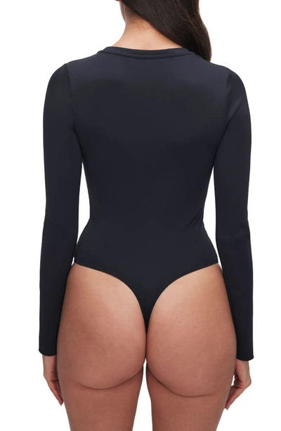 Shop Good American Scuba Crewneck Bodysuit In Black001