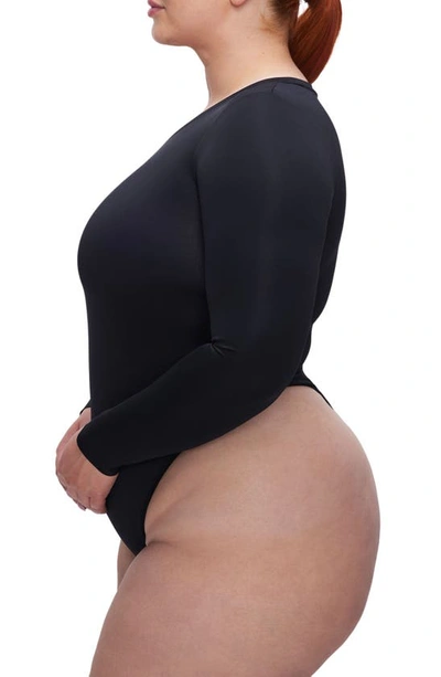 Shop Good American Scuba Crewneck Bodysuit In Black001