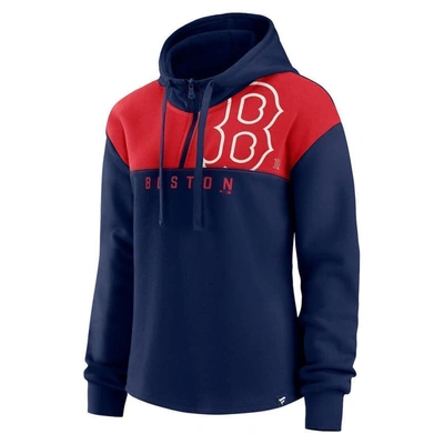 Shop Fanatics Branded Navy Boston Red Sox Iconic Overslide Color-block Quarter-zip Hoodie