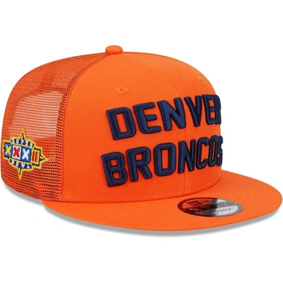 Shop New Era Orange Denver Broncos Stacked Trucker 9fifty Snapback Hat