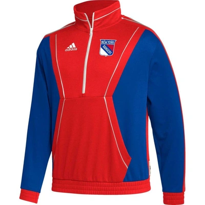 Shop Adidas Originals Adidas Red New York Rangers Team Classics Half-zip Jacket