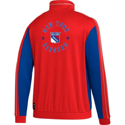 Shop Adidas Originals Adidas Red New York Rangers Team Classics Half-zip Jacket