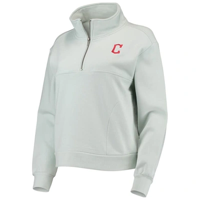 Shop The Wild Collective Light Blue Cleveland Guardians Two-hit Quarter-zip Pullover Top In Mint