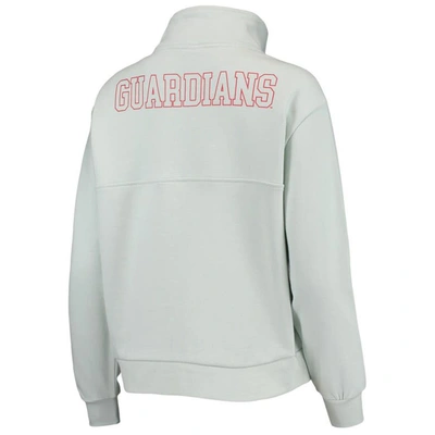 Shop The Wild Collective Light Blue Cleveland Guardians Two-hit Quarter-zip Pullover Top In Mint