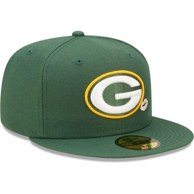 Shop New Era Green Green Bay Packers Lips 59fifty Fitted Hat
