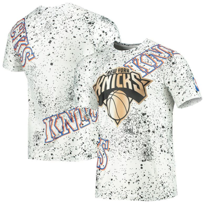 Shop Fisll White New York Knicks Gold Foil Splatter Print T-shirt