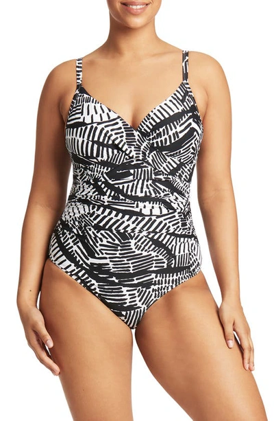Shop Sea Level Twist Front Dd- & E-cup Underwire One-piece Swimsuit In Black