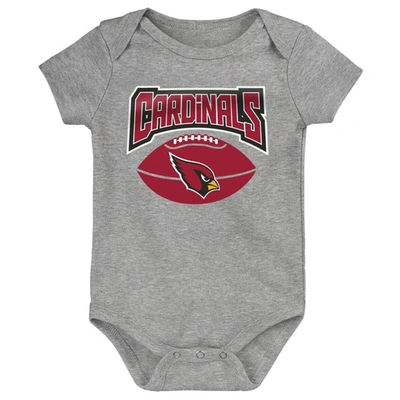 Shop Outerstuff Infant Cardinal/black/heathered Gray Arizona Cardinals 3-pack Game On Bodysuit Set