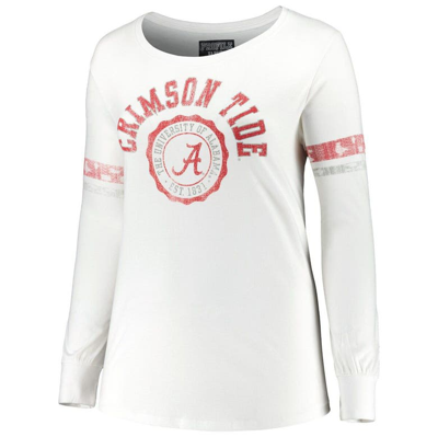 Shop Profile White Alabama Crimson Tide Contrast Stripe Scoop Neck Long Sleeve T-shirt