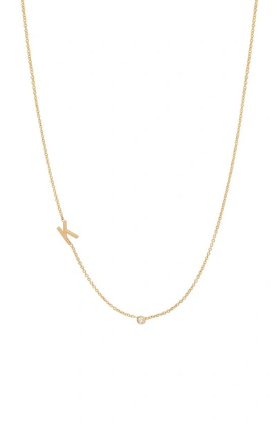 Shop Bychari Asymmetric Initial & Diamond Pendant Necklace In 14k Yellow Gold
