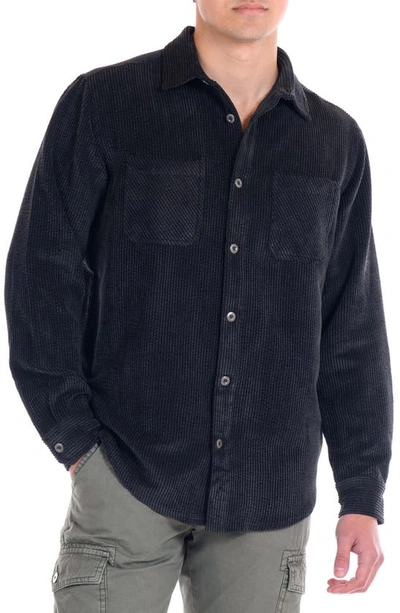 Shop Original Paperbacks Lowell Relaxed Fit Corduroy Button-up Shirt In Black