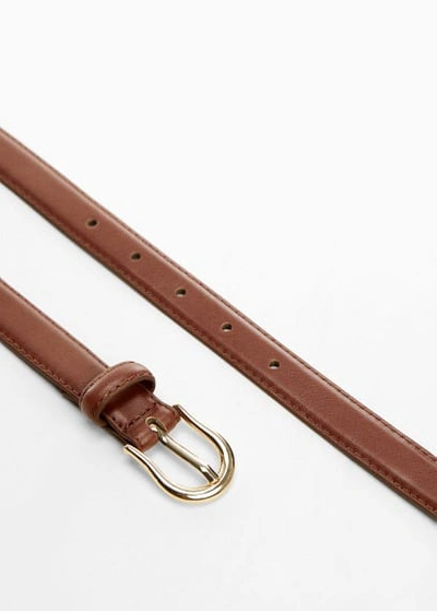 Shop Mango Buckle Skinny Belt Brown