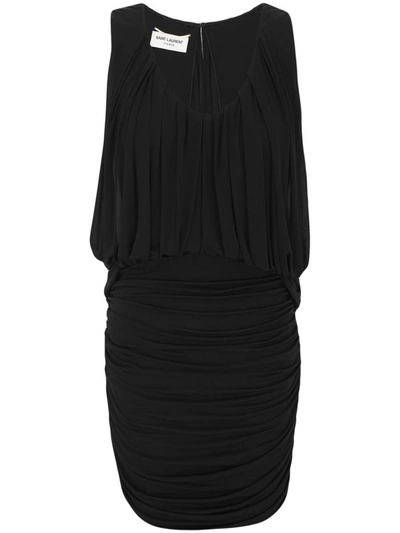 Shop Saint Laurent Short Jersey Dress In Black
