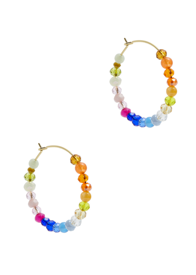 Shop Anni Lu Gili 18kt Gold-plated Beaded Hoop Earrings In Multicoloured 1