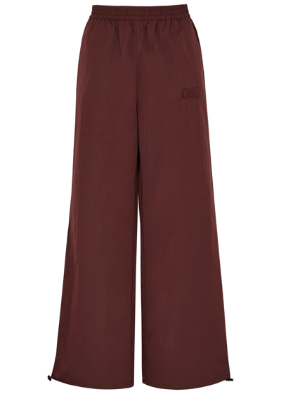 Shop Rotate Birger Christensen Wide-leg Shell Trousers In Chocolate