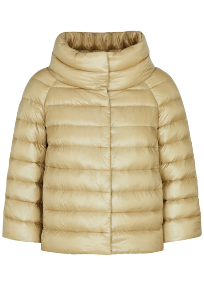 Shop Herno Sofia Quilted Shell Jacket In Gold