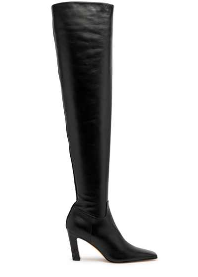 Shop Khaite Marfa 90 Leather Knee-high Boots In Black