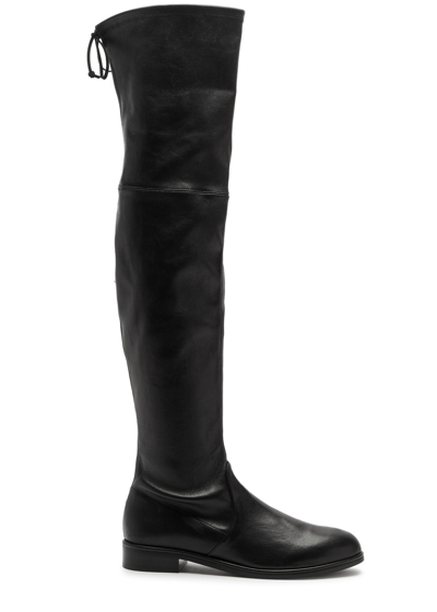 Shop Stuart Weitzman Lowland Bold Leather Over-the-knee Boots In Black