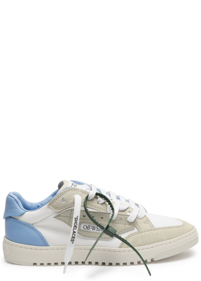 Shop Off-white 5.0 Off Court Panelled Canvas Sneakers In White And Blue