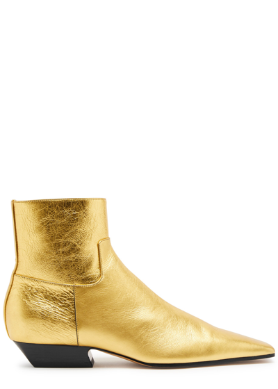 Shop Khaite Marfa 40 Metallic Leather Ankle Boots In Gold