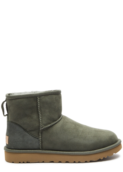 Shop Ugg Classic Mini Regenerate Suede Ankle Boots, Boots, Heel Tab In Green