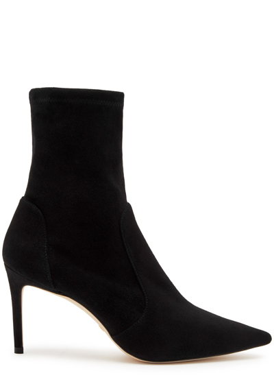 Stuart Weitzman Black Ankle Boots With Stiletto Heel And Zip Closure On The Side In Suede Woman In Black