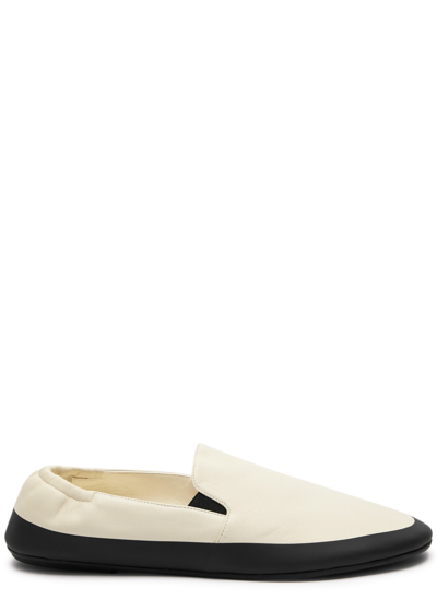 Shop The Row Tech Leather Loafers In White And Black