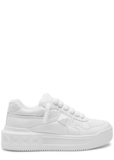 Shop Valentino Garavani One Stud Xl Leather Sneakers In White